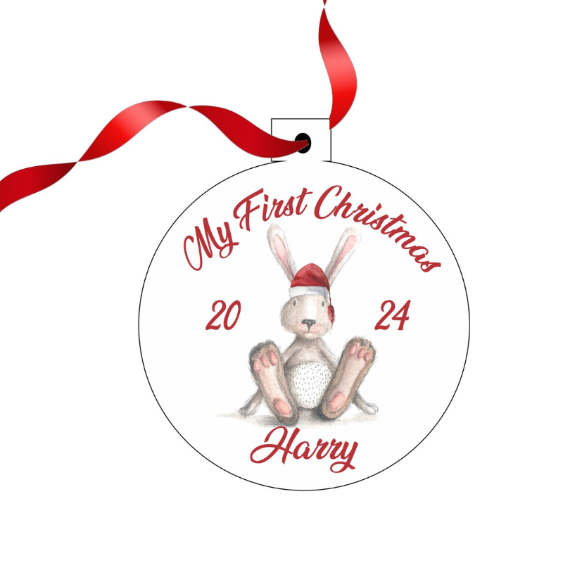 1st Christmas Bunny Decoration, Personalised Gift