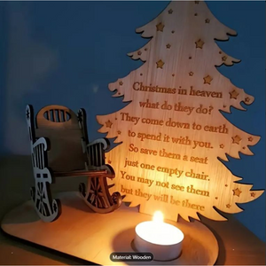 Wooden Christmas Tree Tea Light Candle Holder with Rocking Chair Design - Personalised Gift