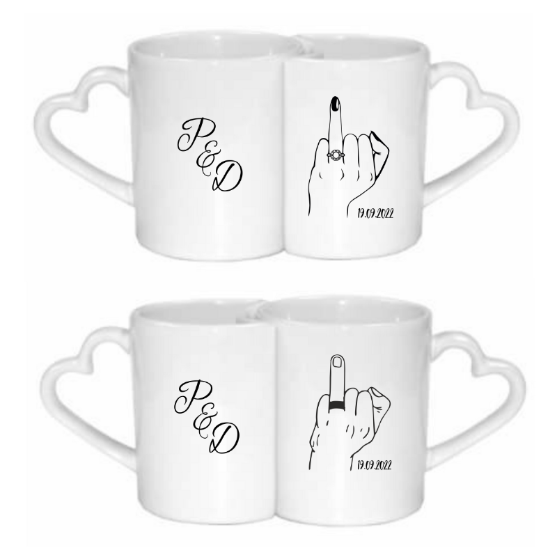 Engaged Pair Of Mugs - Personalised Gift