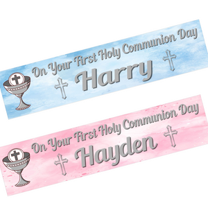 Pink/Blue Communion Banner  - Personalised Gift