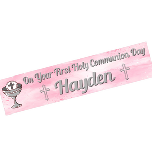 Pink/Blue Communion Banner  - Personalised Gift