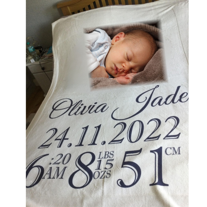 Large Fluffy Baby Photo Blanket - Personalised Gift