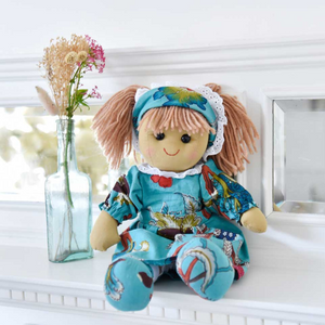 Teal Exotic Flower Dress - Rag Doll - Personalised Gift