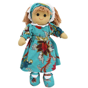 Teal Exotic Flower Dress - Rag Doll - Personalised Gift