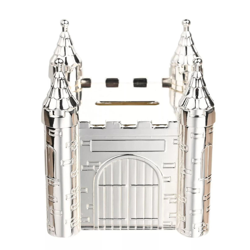 Silver Plated Castle Moneybox - Personalised Gift