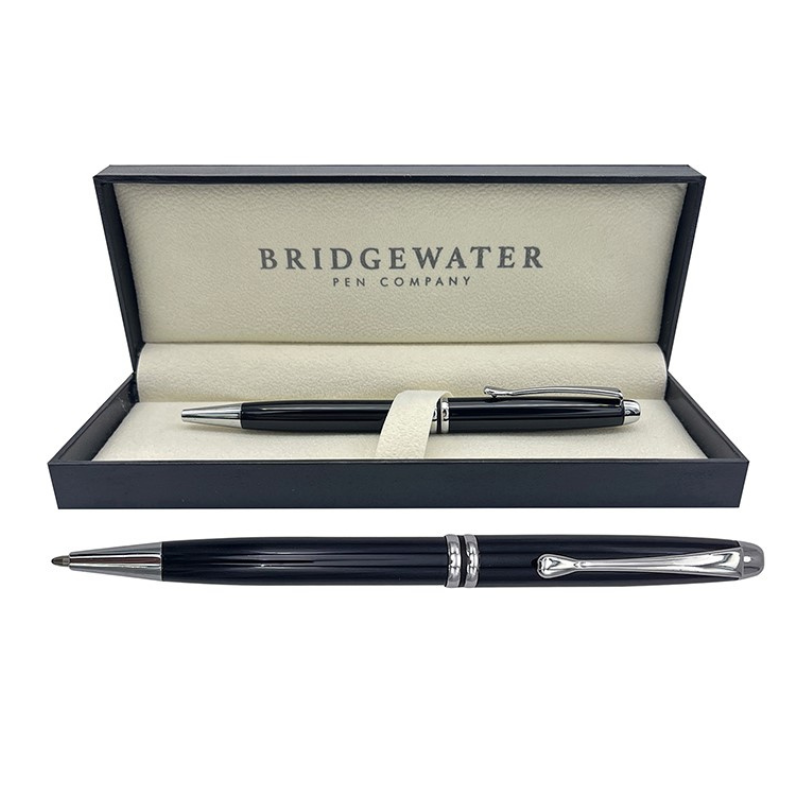 Bridgewater Winchester Gloss Black & Chrome Ball Pen - Personalised Gift