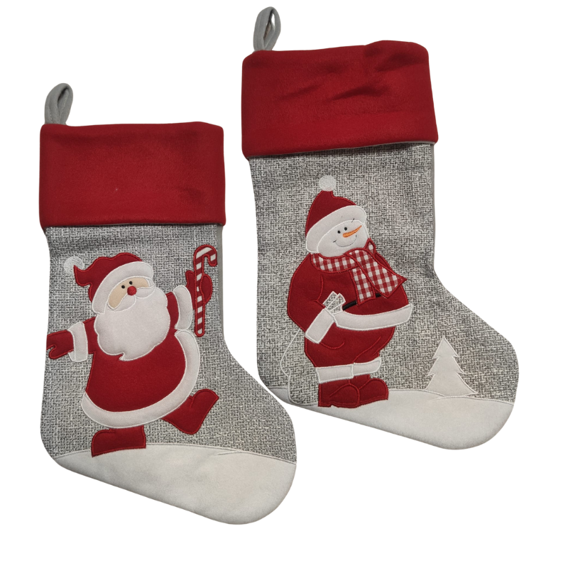 Grey Red Top Christmas Stocking - Personalised Gift