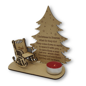 Wooden Christmas Tree Tea Light Candle Holder with Rocking Chair Design - Personalised Gift