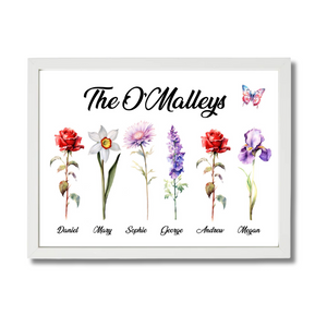 Birth Flower Family Frame - Personalised Gift