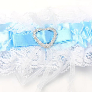 Blue ribbon garter with heart