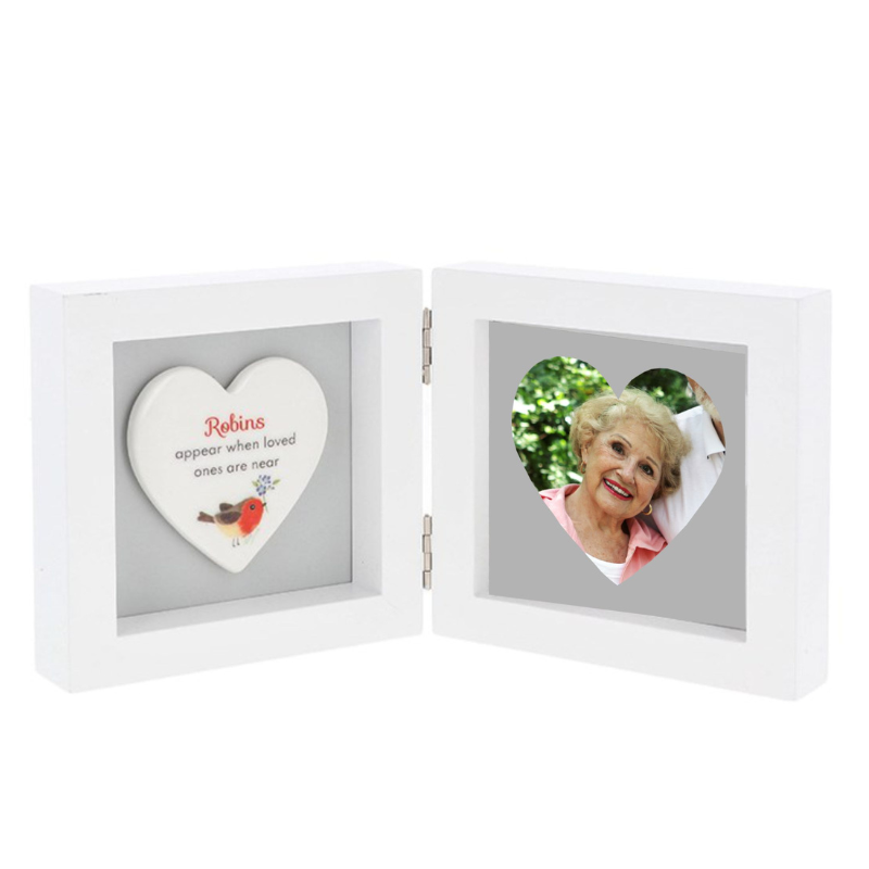 Forget Me Not Plaque & Photoframe Robin - Personalised Gift