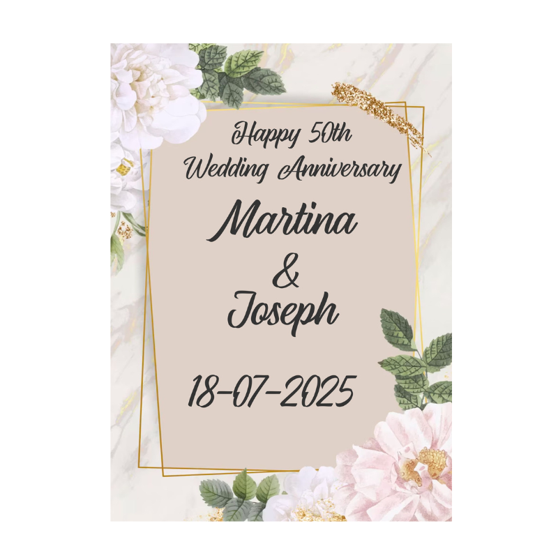 Wedding-Anniversary Card with Flowers - Personalised Gift