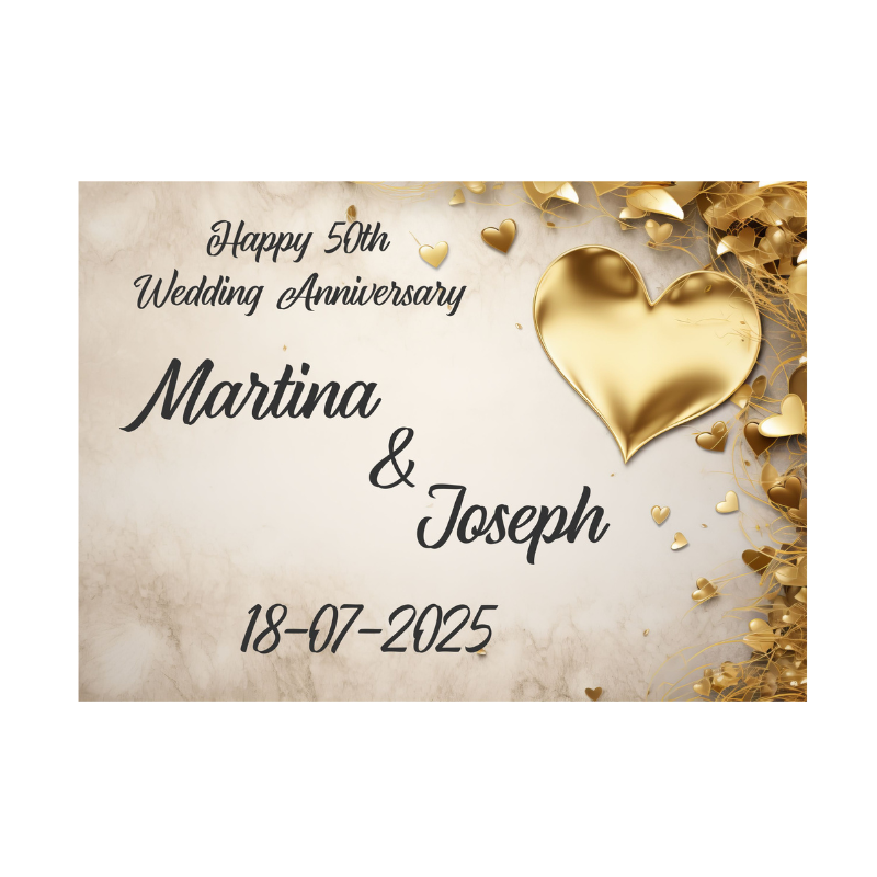 Golden Wedding Anniversary Card - Personalised Gift