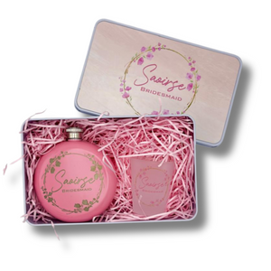 Bridesmaid Gift Box - Flask & Glass - Personalised Gift