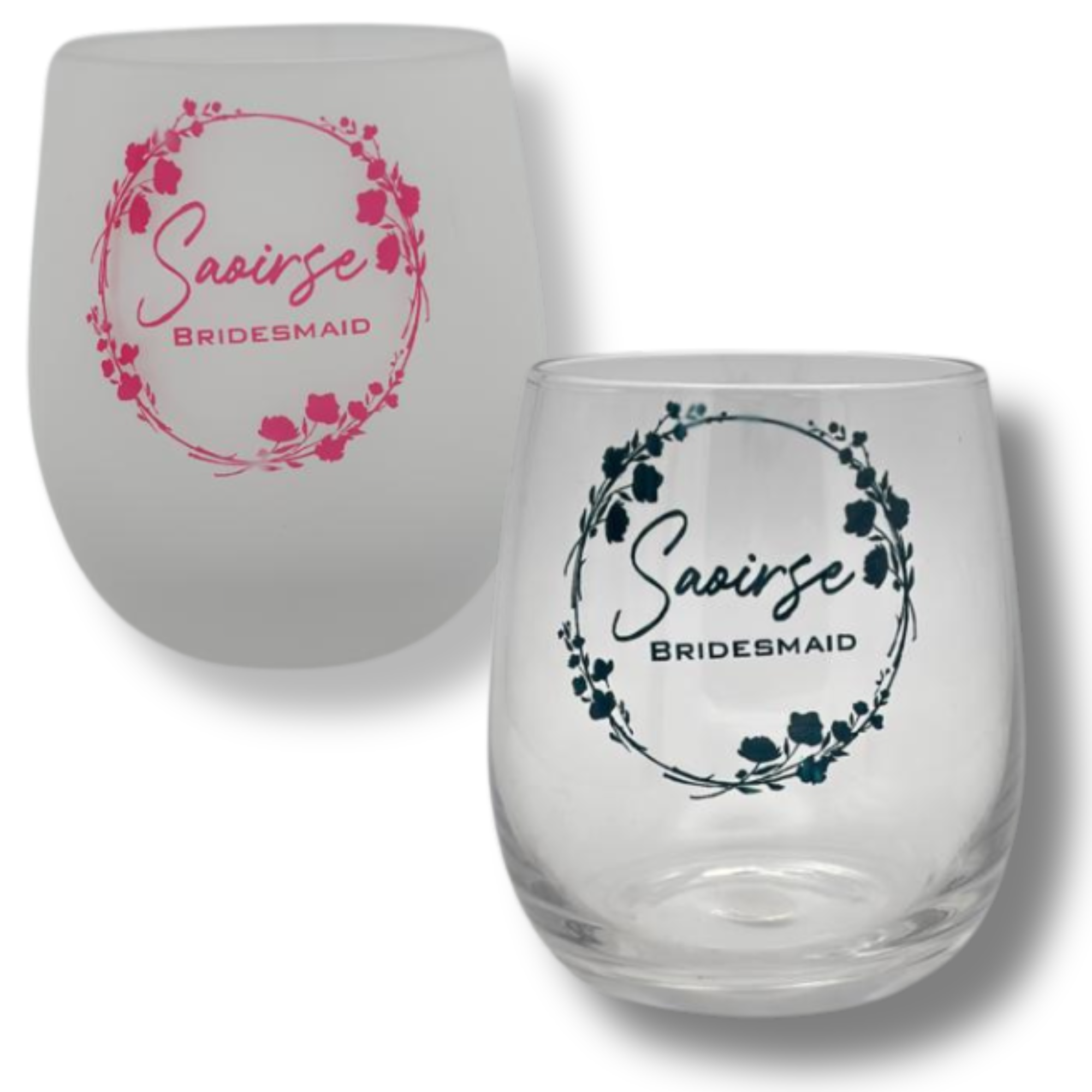 Bridesmaid Stemless Wine Glass - Personalised Gift